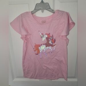 Girls Jumping Beans Unicorn Embellished Graphic Flutter Sleeve T…